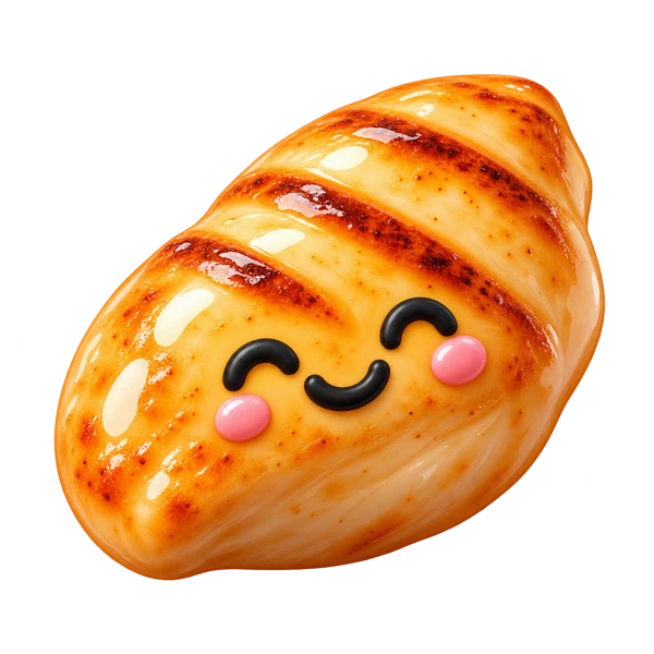 Smiling chicken breast character