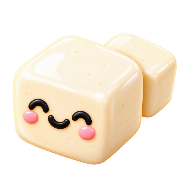 Smiling tofu cubes